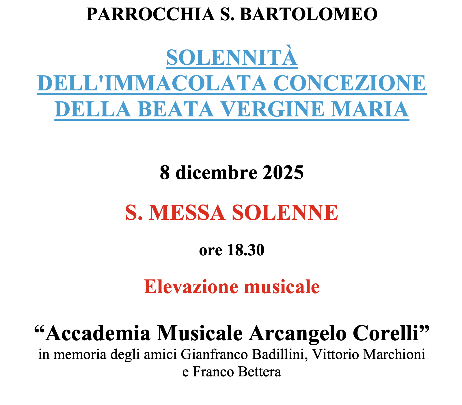 Solennità Immacolata